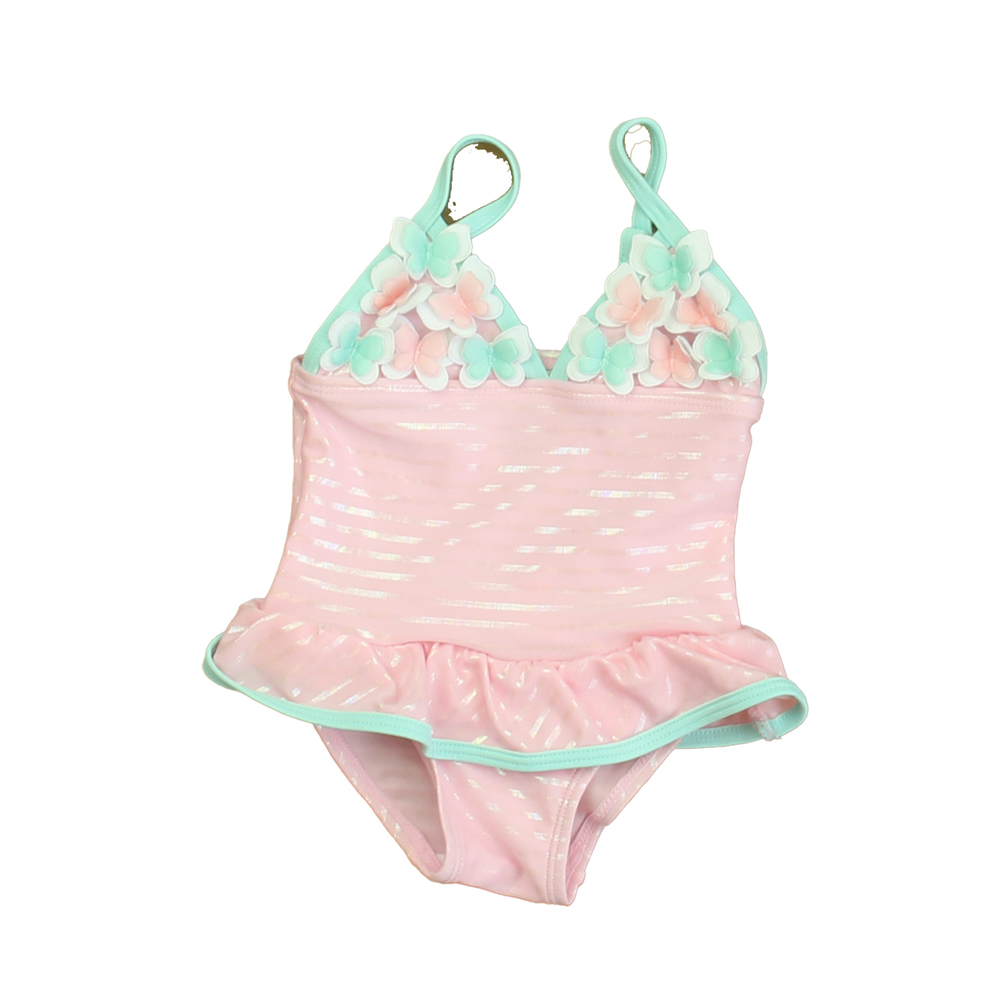 Floatimini Girls Pink | Aqua Butterflies 1-piece Swimsuit size: 12 Months
